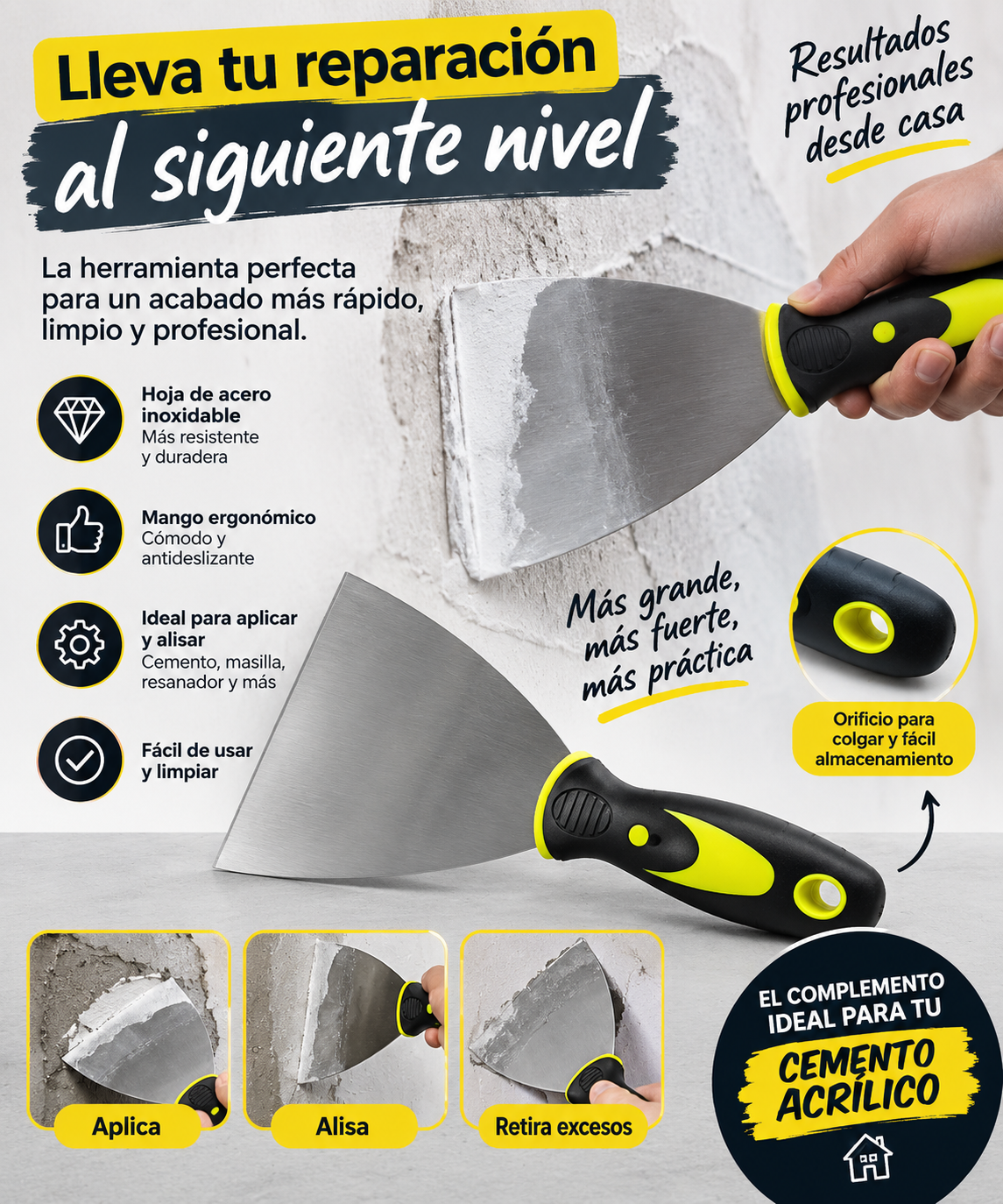 Espatula 4 Con Mango Plástico Bitono